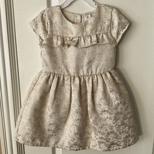 NEW Carters 4T Jacquard Holiday Dress in Ivory with Gold Floral Foil Details